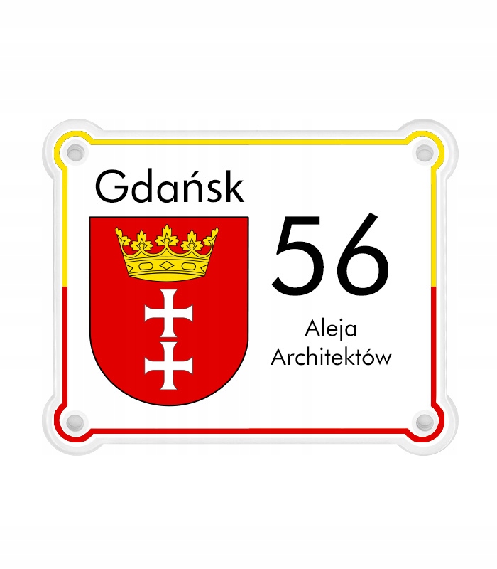 Tabliczka adresowa z herbem 16x20 Gdańsk