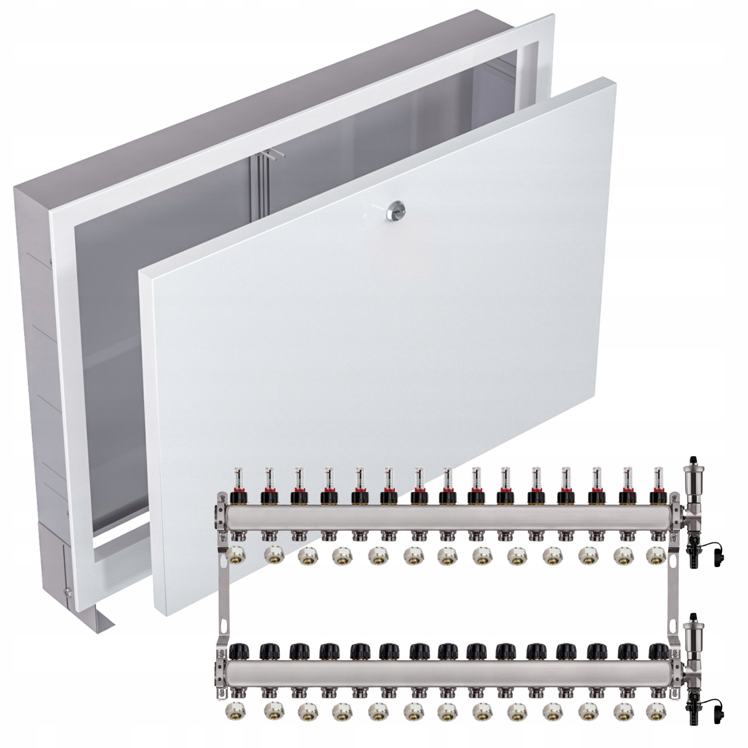 Nerezový Rozdělovač Podlahovky 15+ Podomítková Krabice Bílá+pex