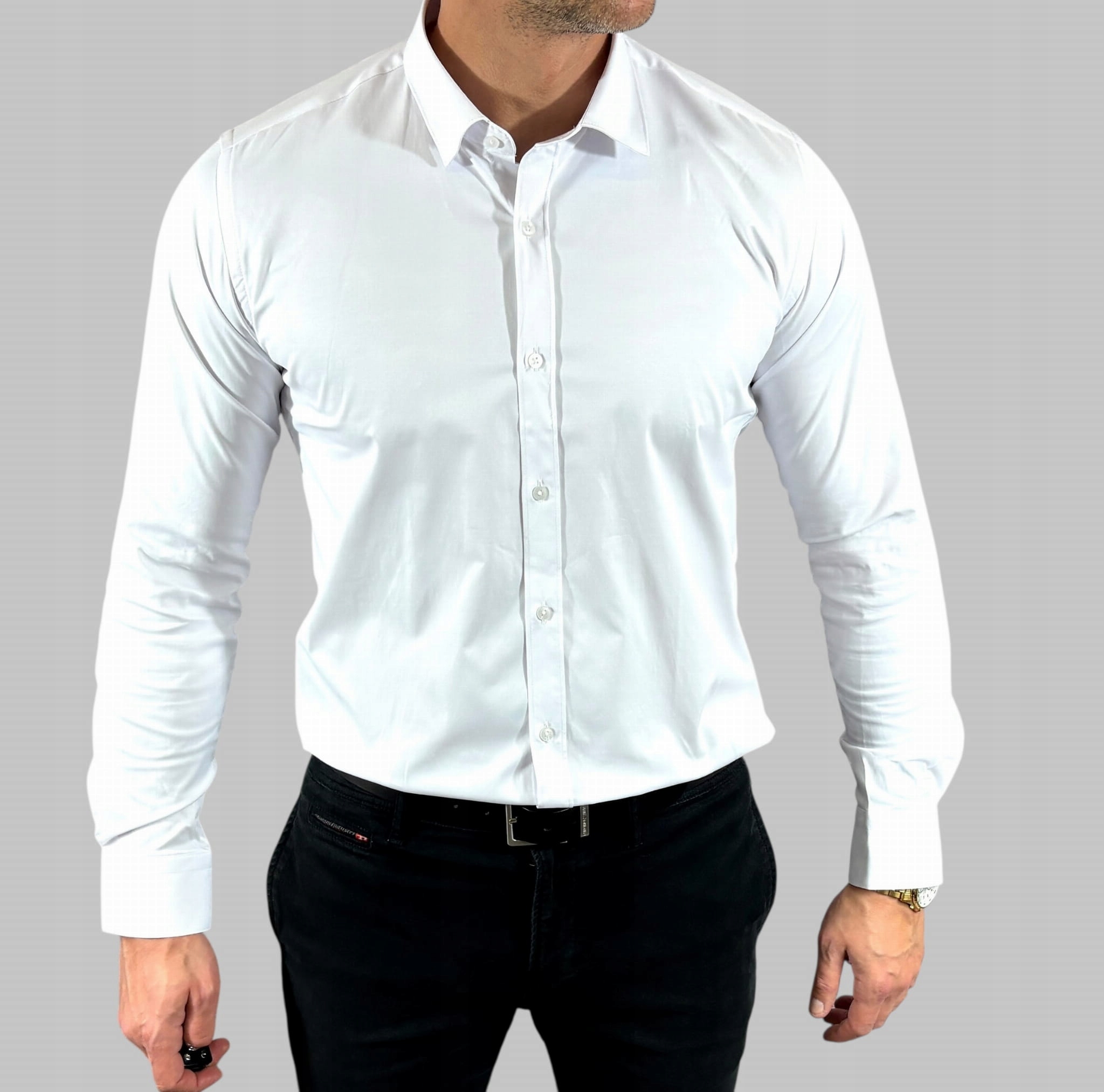 Košile regular klasická saténová hladká elegantní bílá 101/01 EGO05 4XL