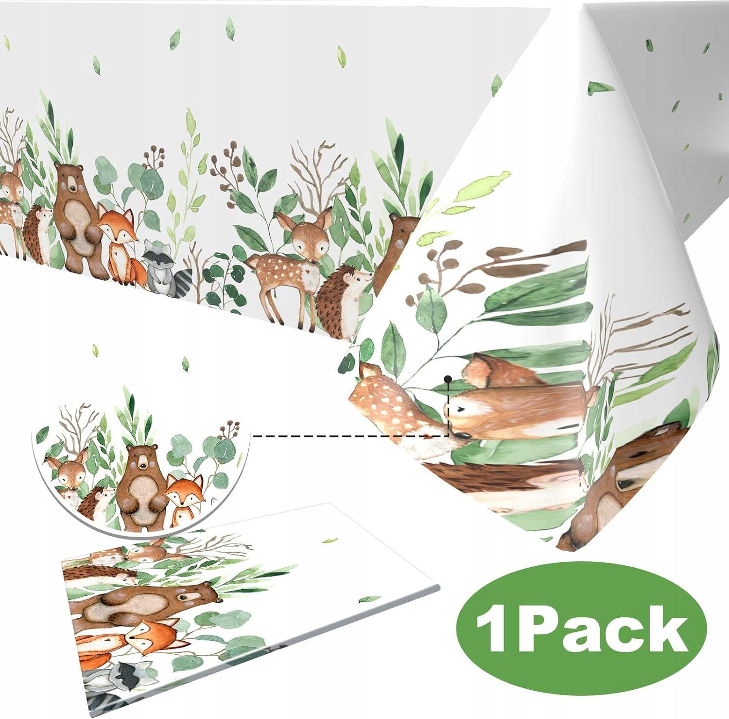 JEDNORAZOWY OBRUS NA IMPREZĘ PRZYJĘCIE URODZINY LEŚNE ZWIERZĘTA Marka Luka