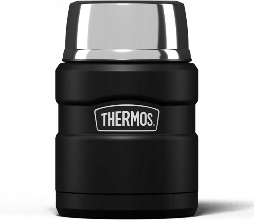Termos na jídlo 470 ml se skládací lžící a hrnkem Thermos černý mat