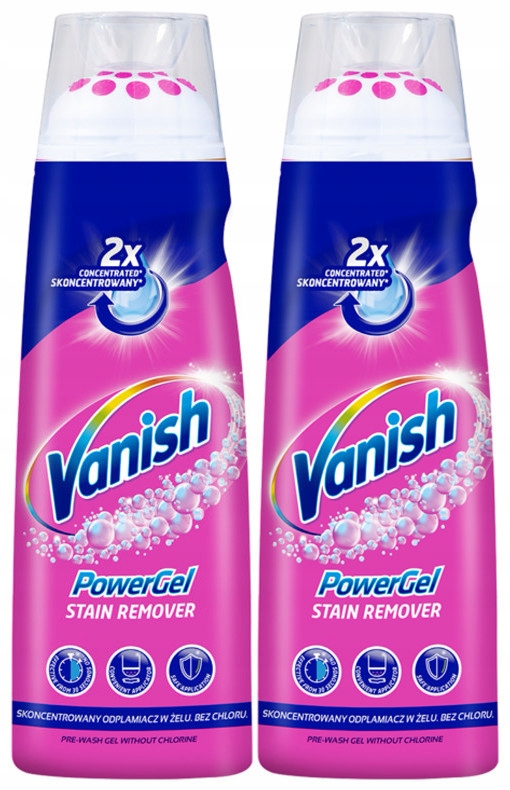 Levně Vanish Gold PowerGel Odstraňovač skvrn v gelu na tkaniny, sada 2 x 200 ml