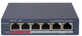 Switch Poe Hikvision DS-3E1106P-EI/M 6-PORTOVÝ 4xPOE 45W 54V 10/100 Mbps