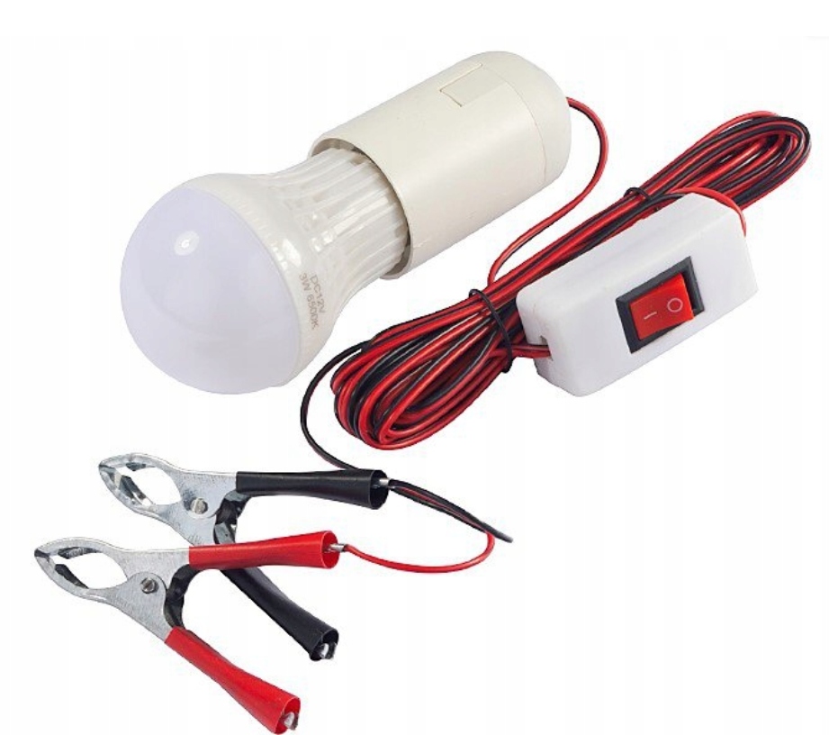 DBautomotive lampa warsztatowa robocza Led 12V z zaciskami do akumulatora