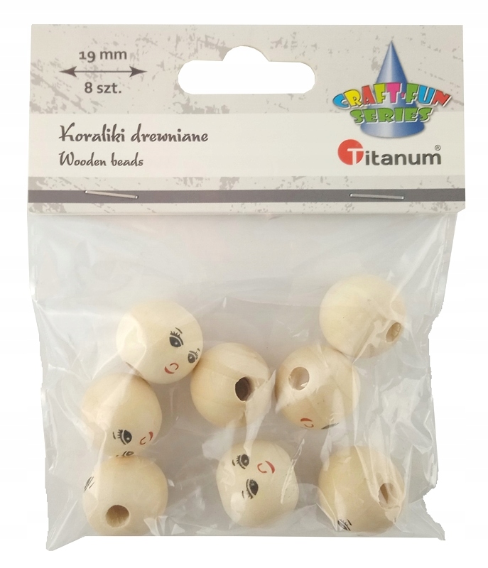 Korale koraliki drewniane Buźki Smile 19mm 8szt