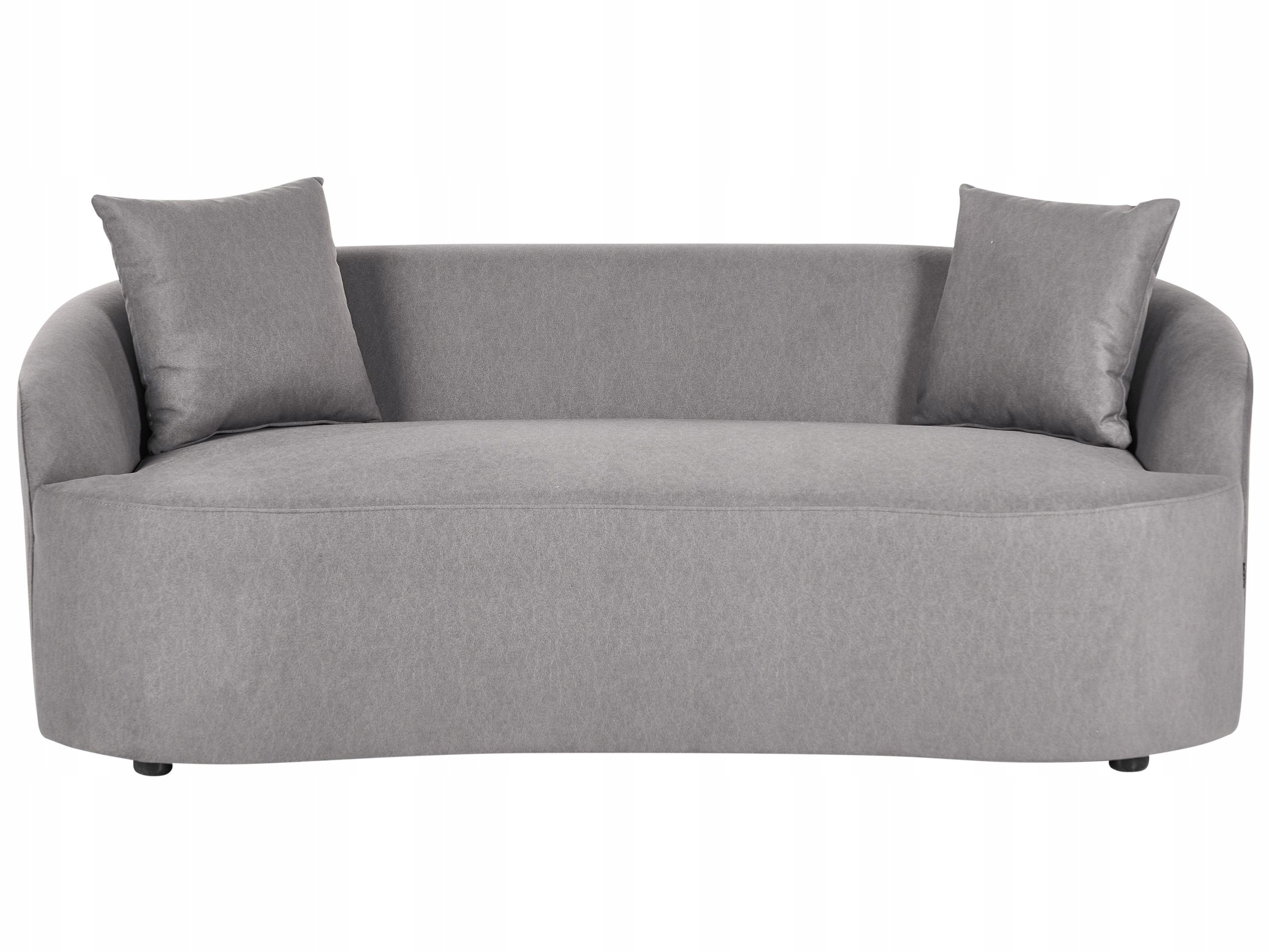 Sofa tapicerowana kanapa 2-osobowa zaokrąglony kształt szary