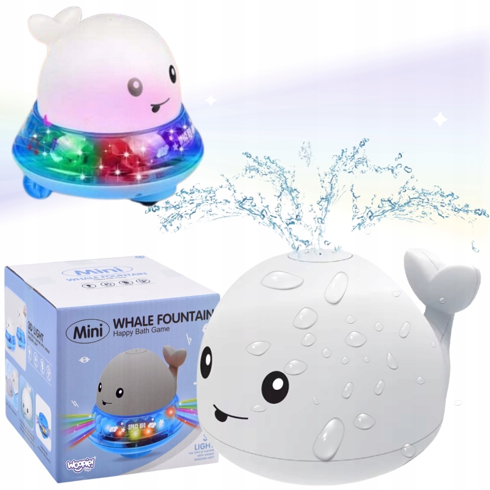 WIELORYBEK FONTANNA DO KĄPIELI ŚWIECĄCY ZABAWKA DO WANNY BIAŁY WOOPIE