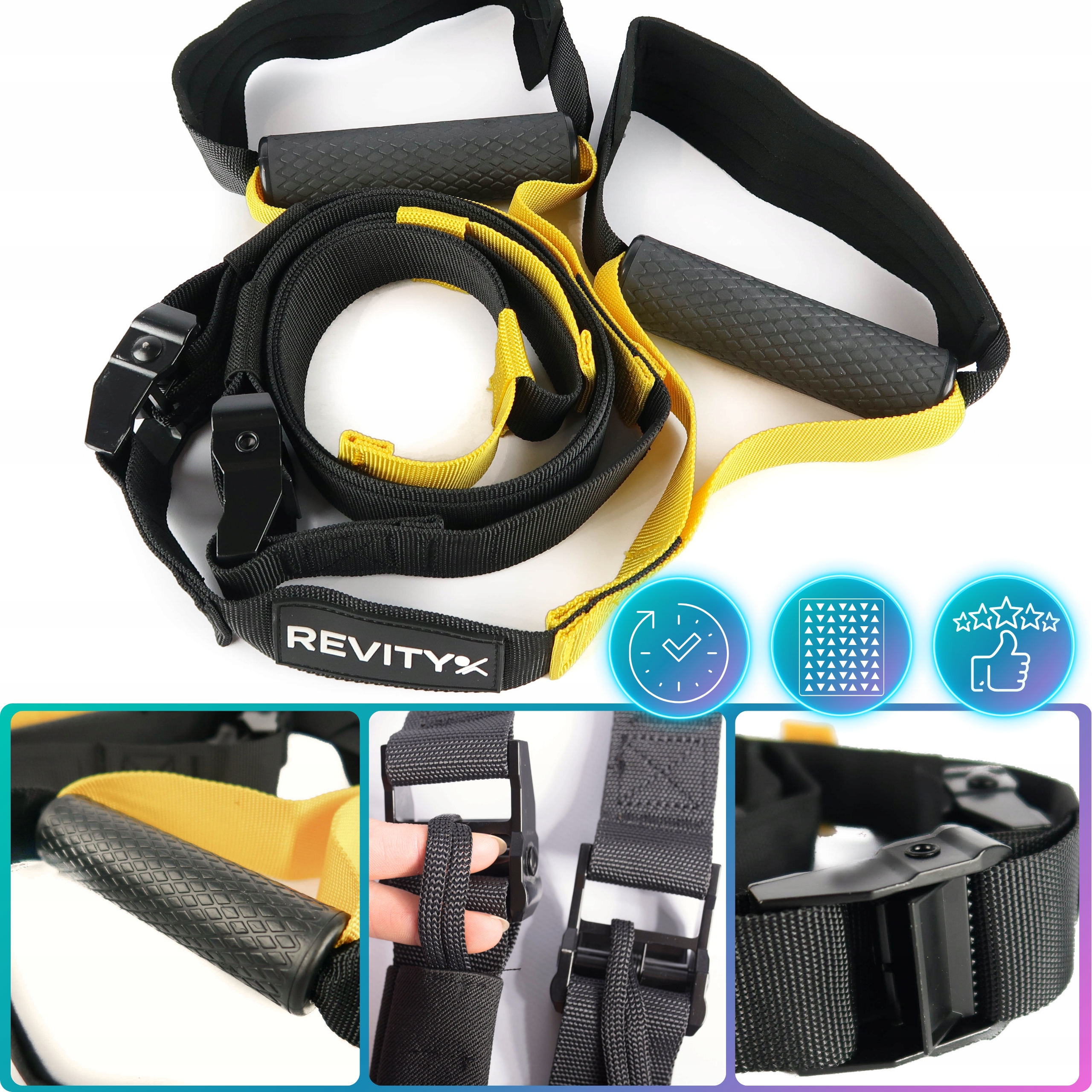 TAŚMY DO ĆWICZEŃ TRX CROSSFIT PASY TRENINGOWE Z AKCESORIAMI WYSOKA JAKOŚĆ Liczba sztuk w zestawie 1