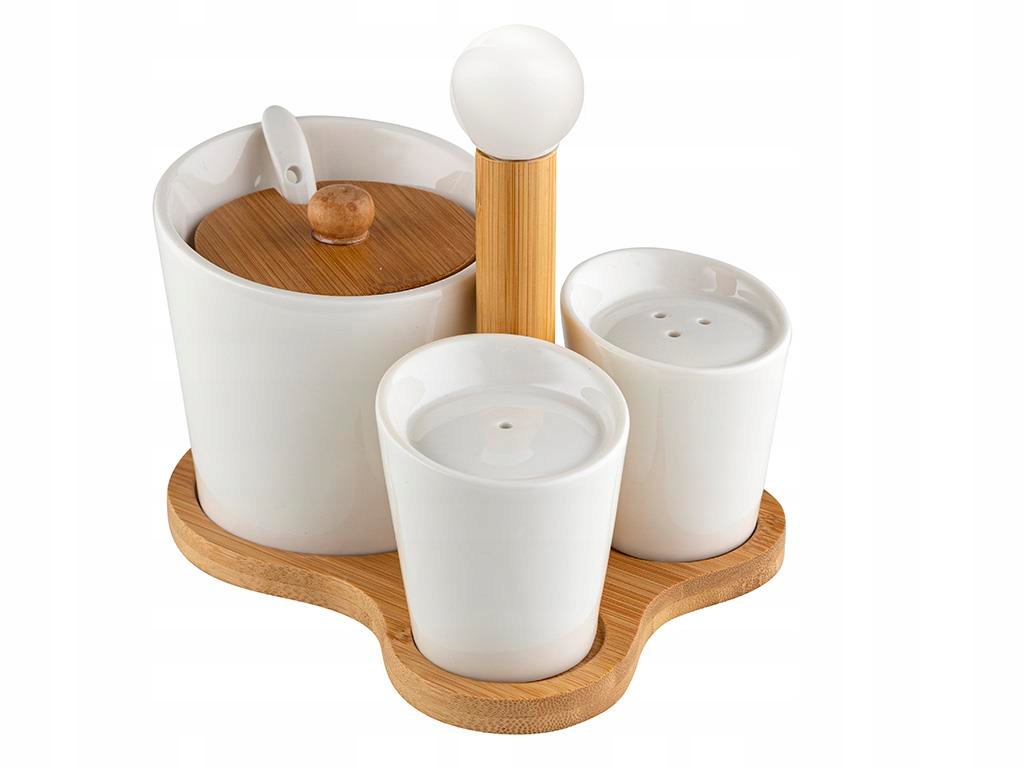 ZESTAW CUKIERNICA, SOLNICZKA I PIEPRZNICZKA NA BAMBUSOWEJ PODSTAWCE ADRIA