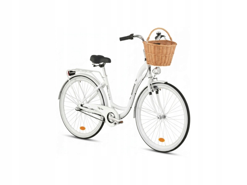 Rower miejski Indiana Moena A3B 28 cali damski Biały Koszyk wiklinowy