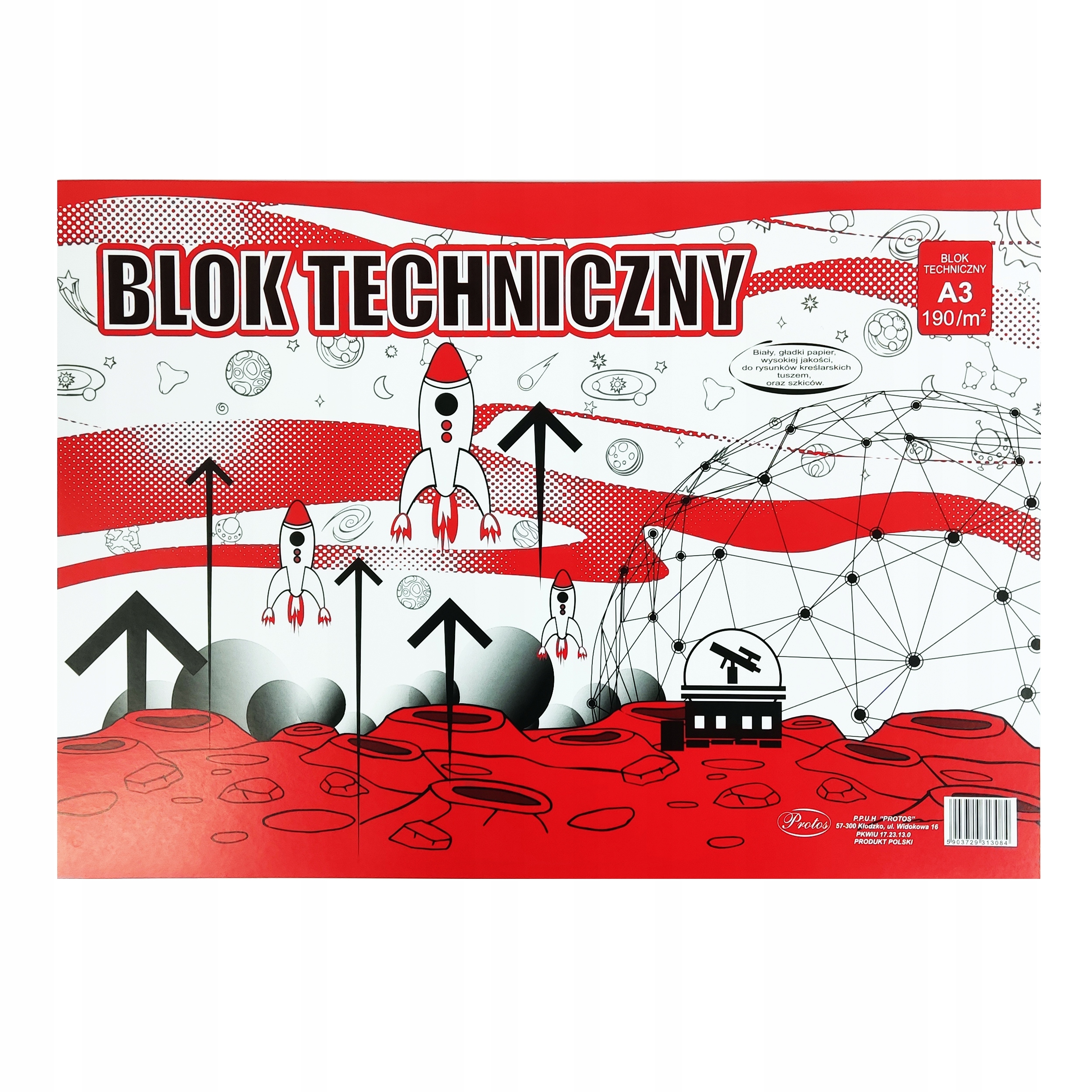 

Blok Techniczny Szkolny A3 Biały 190g 10 Kartek