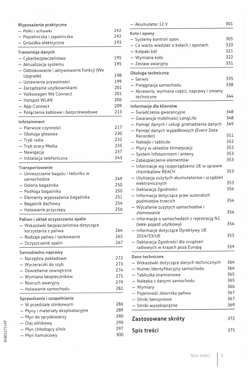 Volkswagen VW Arteon 2017-2020 Instrukcja Obsługi Tematyka Samochody osobowe