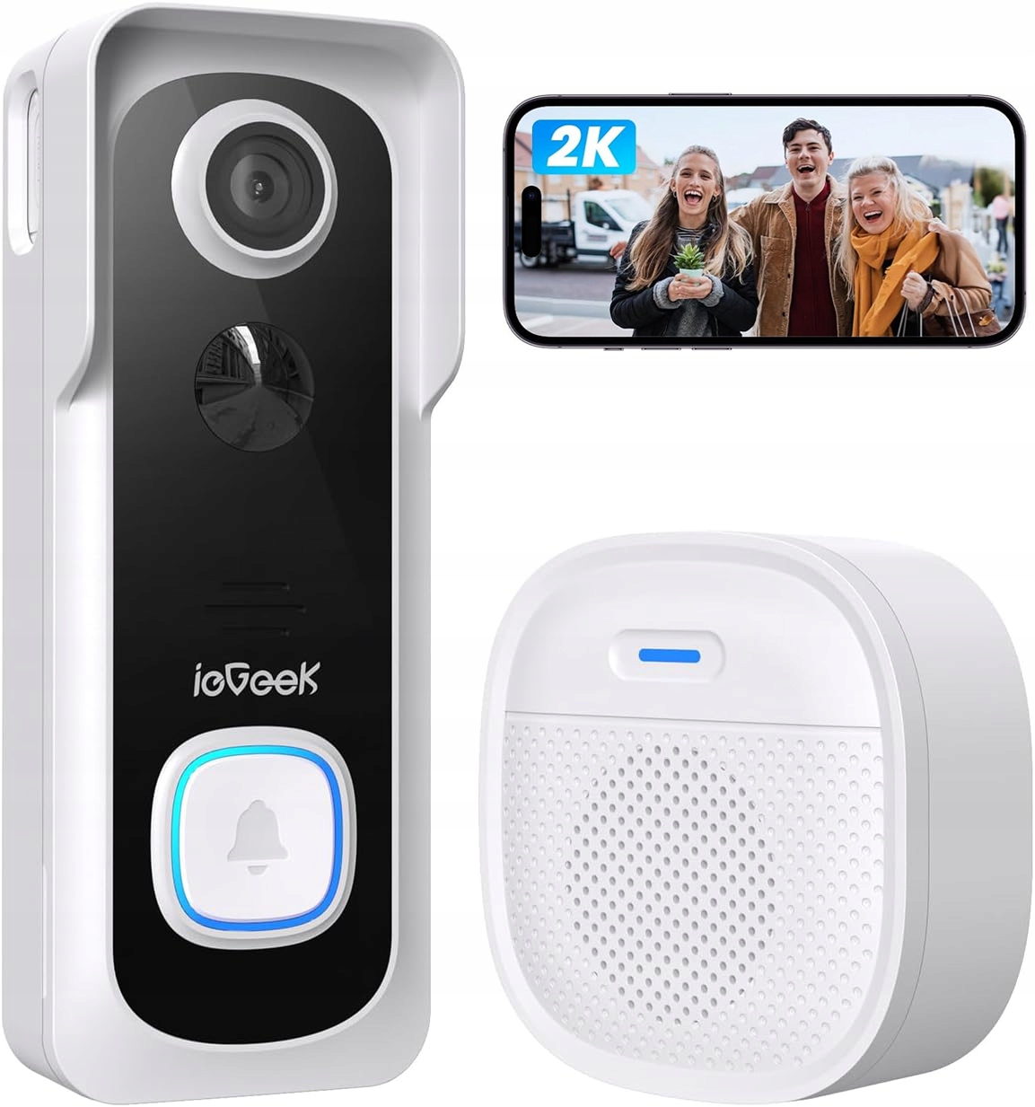 2K Videovrátnik Wifi 2,4 GHz Kamera Full Hd Domofon Smart Video 1296p Pir
