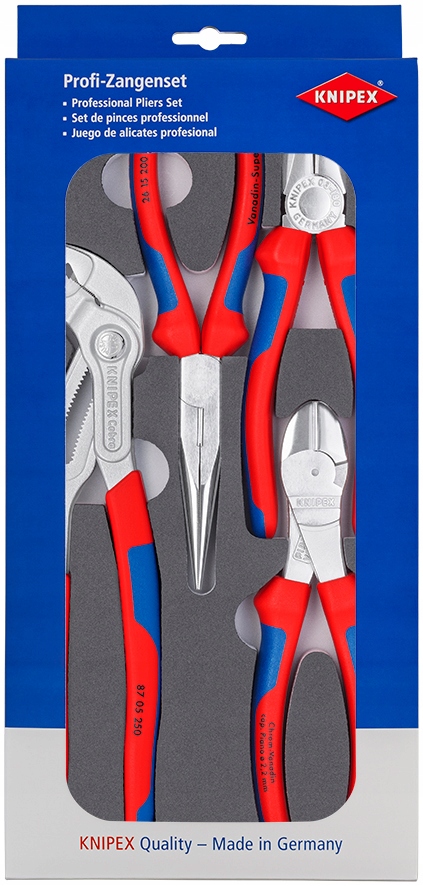 Sada základných klieští, chrómovaná, s penovou vložkou, 4-dielna