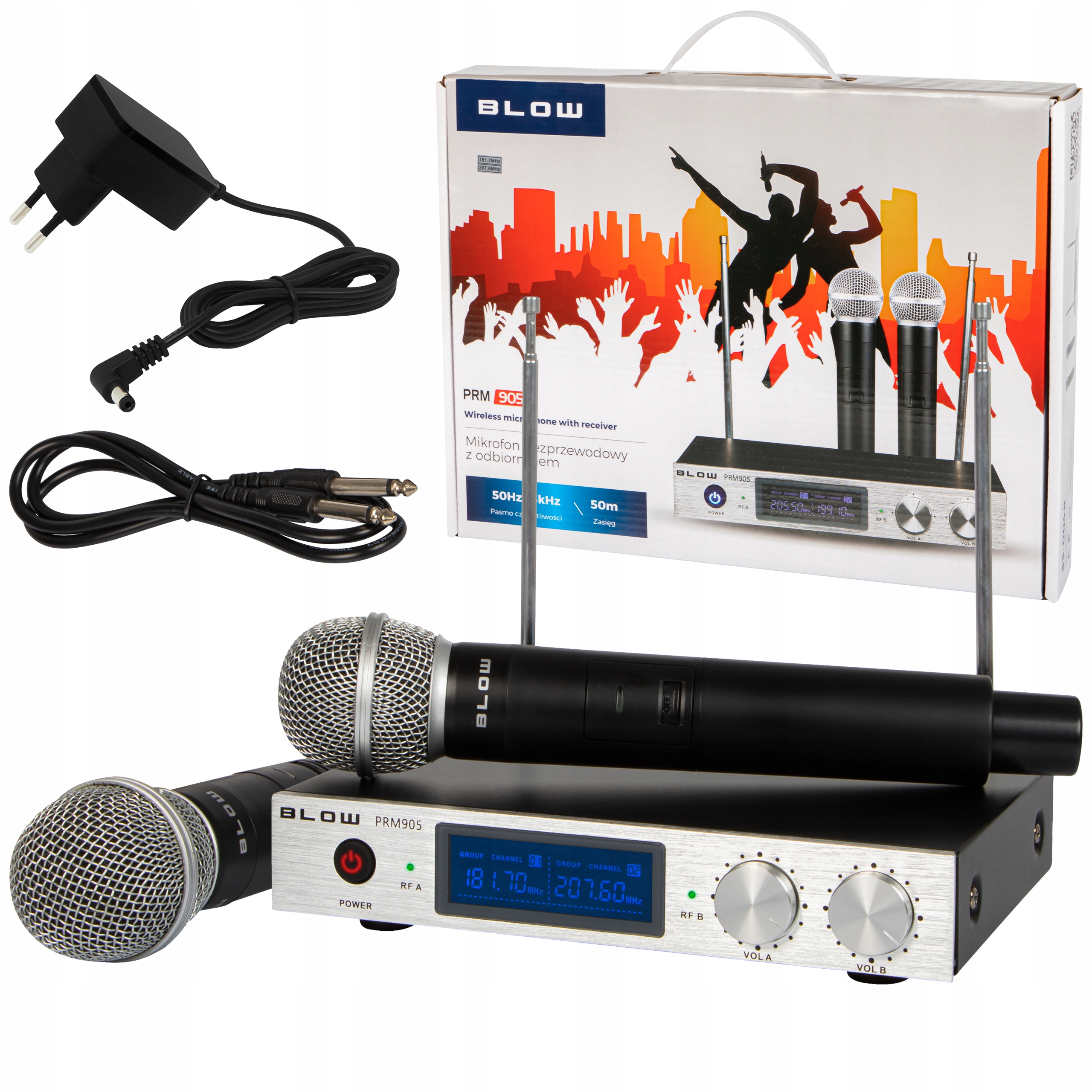 Profesionálny Bezdrôtový Mikrofón Prijímač Vhf Jack 6.3 50 m 2xAA 2ks