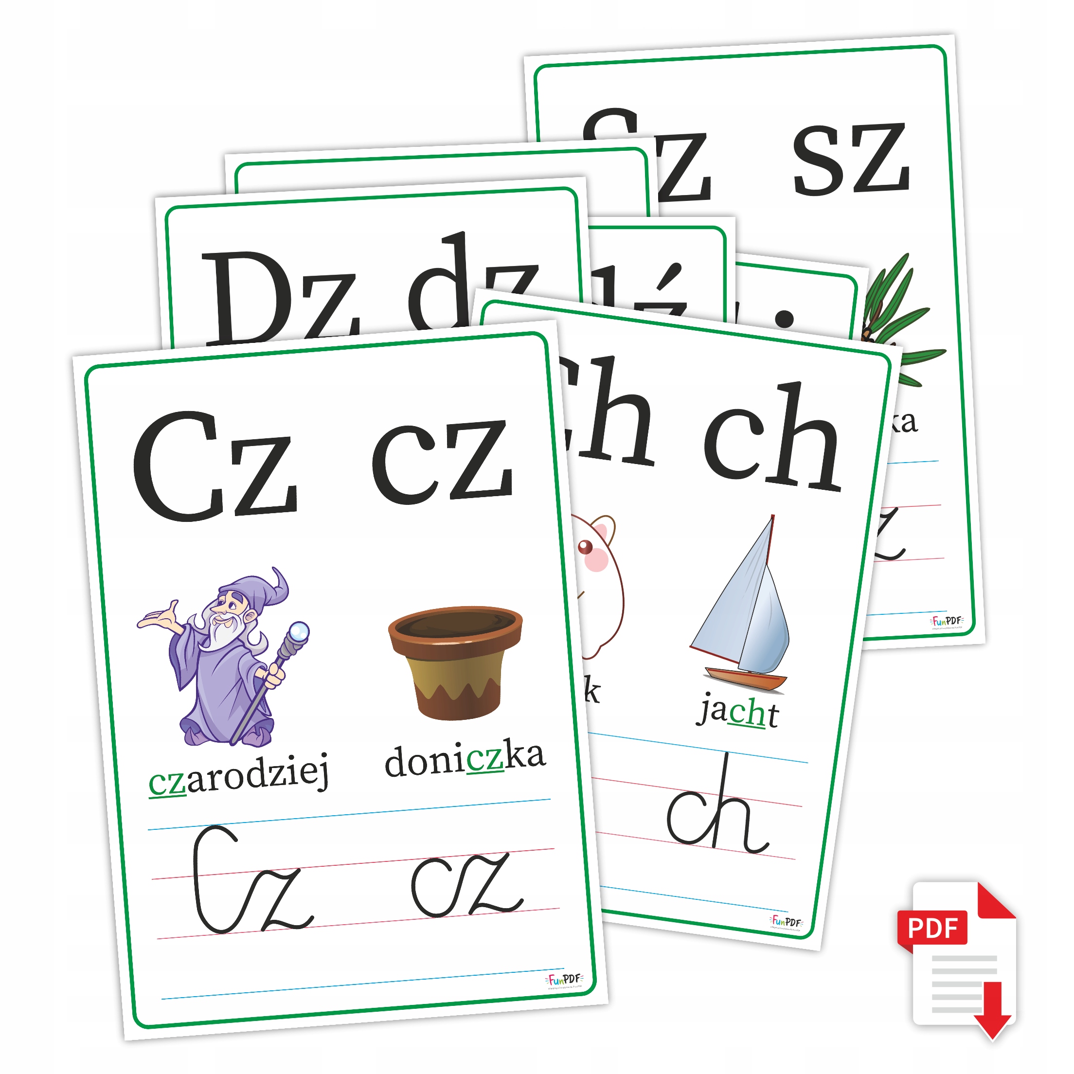 PLANSZE EDUKACYJNE DWUZNAKI - POLSKI ALFABET DODATEK PDF - x9