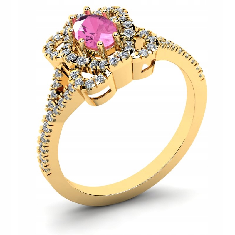 

Pierścionek Złoty Unikatowy Z Różową Cyrkonią