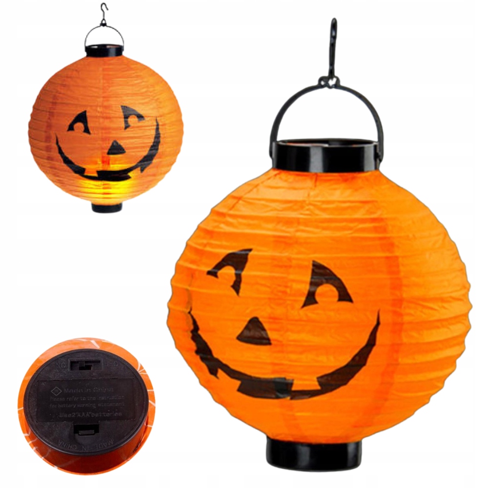 LAMPION DYNIA ŚWIECĄCY LED HALLOWEEN PAPIEROWY WISZĄCY