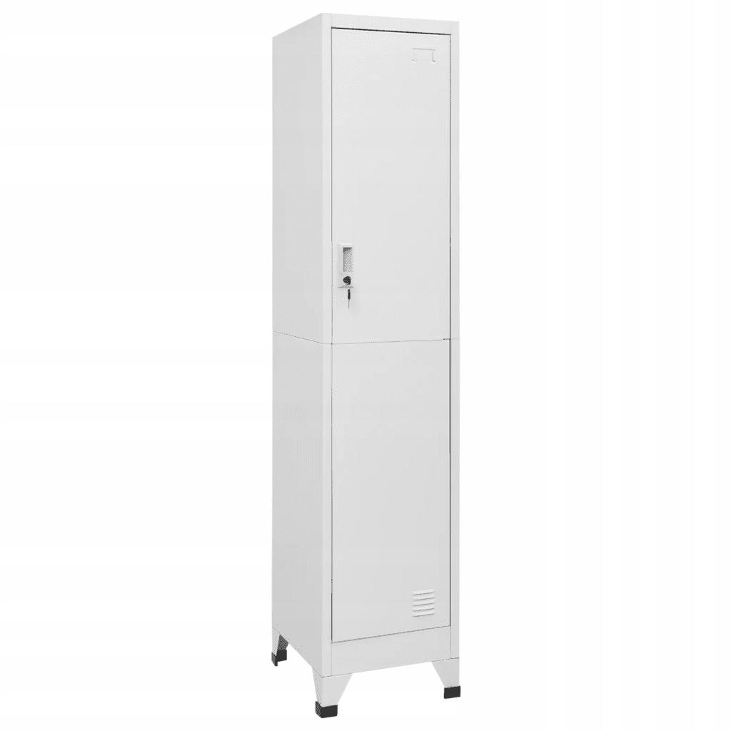 Ocelová skříňka šedá 38 x 45 x 180 cm s tyčí a policí