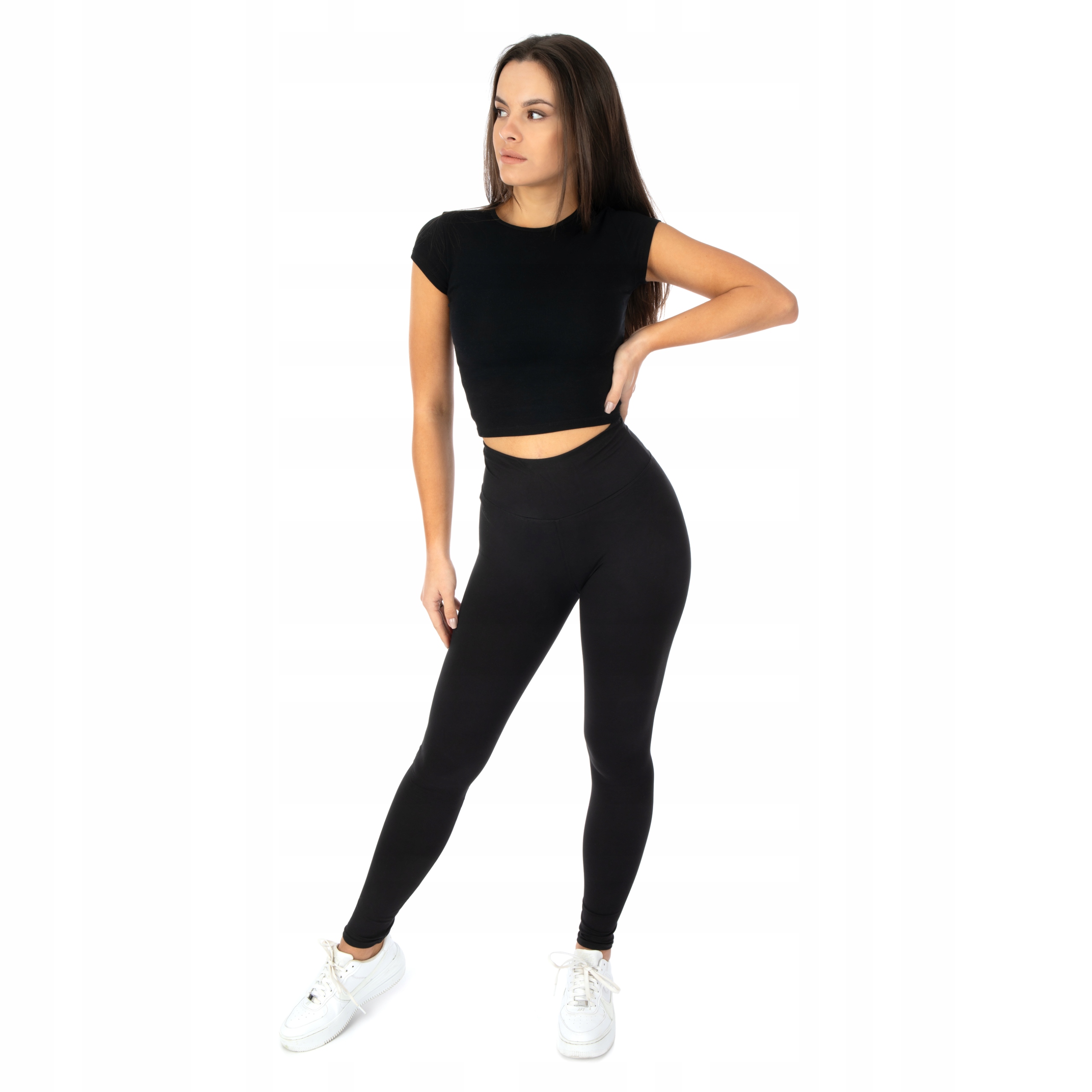 LEGGINSY CZARNE BAMBUSOWE WYSOKI STAN LEGINSY JAKOŚĆ M/L