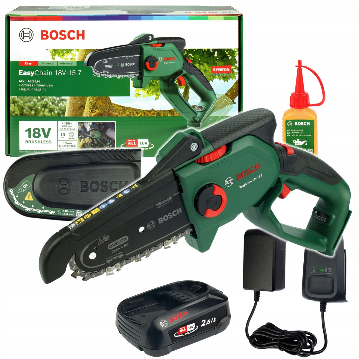 Akumulatorowa Piła Łańcuchowa Do Gałęzi Easychain 18V-15-7 Bosch 1x2,5Ah