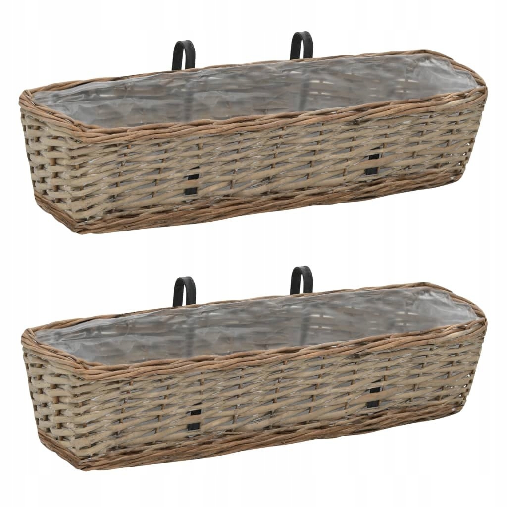 Balkónové kvetináče, 2 ks, prútie s výplňou z Pe, 60 cm