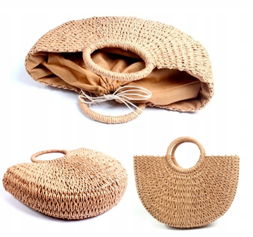 DUŻA TORBA KOSZYK TOREBKA DAMSKA SŁOMIANA PLAŻOWA Materiał dominujący słoma