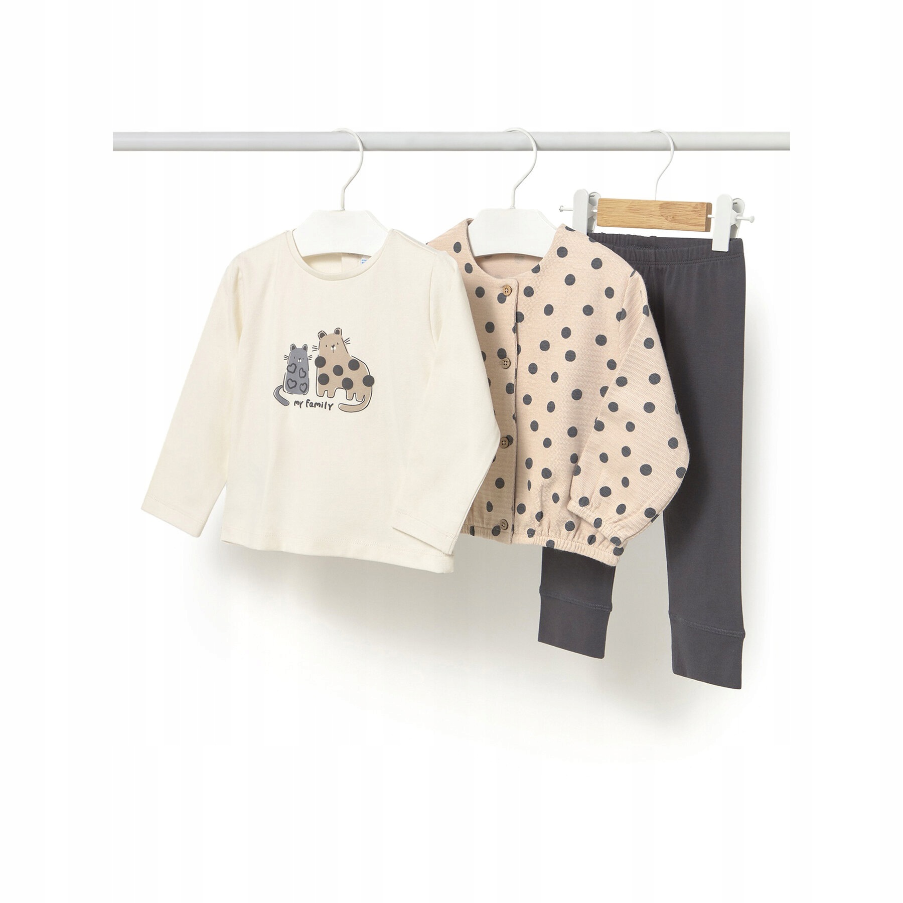 Mayoral Dziewczynka Komplet bluza, bluzka i legginsy 2743 Beżowy, Kolorowy