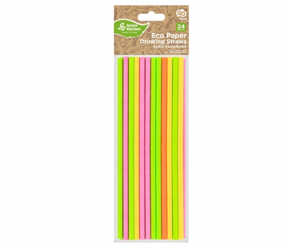 SŁOMKI PAPIEROWE FLUOR MIX WIELOKOLOROWY 24 SZT. Liczba sztuk w opakowaniu 24 szt.