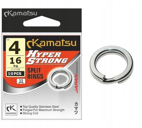 Kółko łącznikowe 4 mm 16 kg Kamatsu Hyper Strong Split Rings 10 sztuk