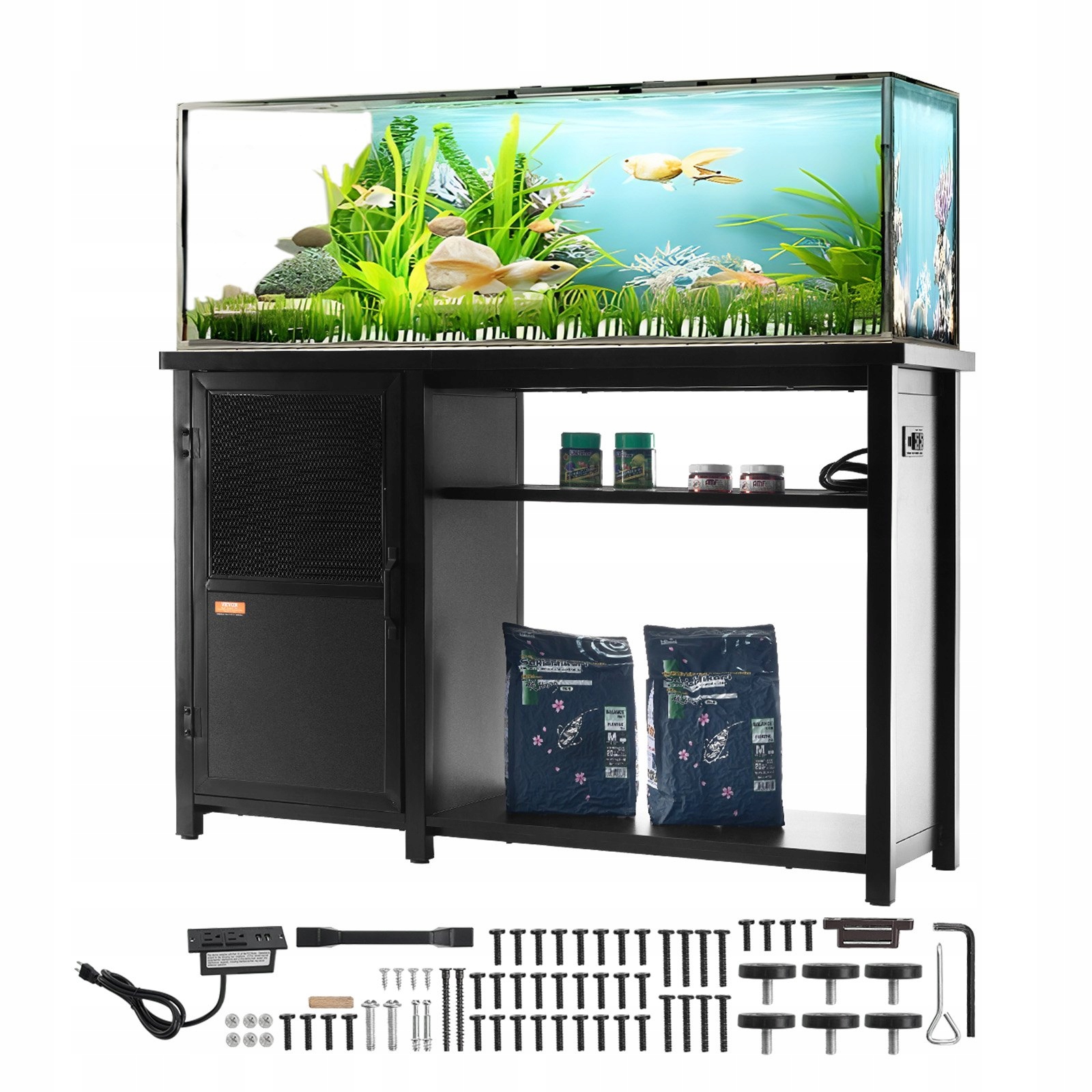 Stojan pod akvárium 284 kg, 284 l, ocel Mdf, skříňka s panelem, černý