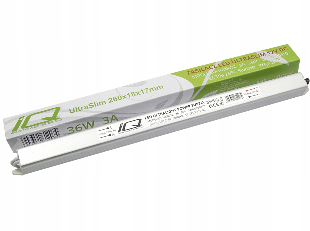 Zasilacz 12V 36W 3A ULTRA SLIM TAŚMY LED LU36 LED DRIVER IQEPE MEBLOWY