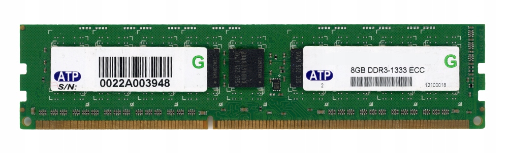 Atp 8GB DDR3 2Rx8 PC3-10600E 1333MHz Ecc Unbuffered