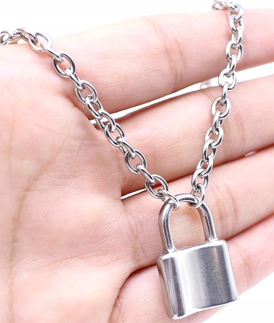 

Naszyjnik Kłódka Łańcuch Wisiorek punk metalowy