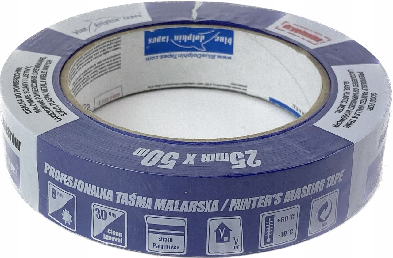 

Taśma papierowa niebieska 25mm 50mb XL Dolphin