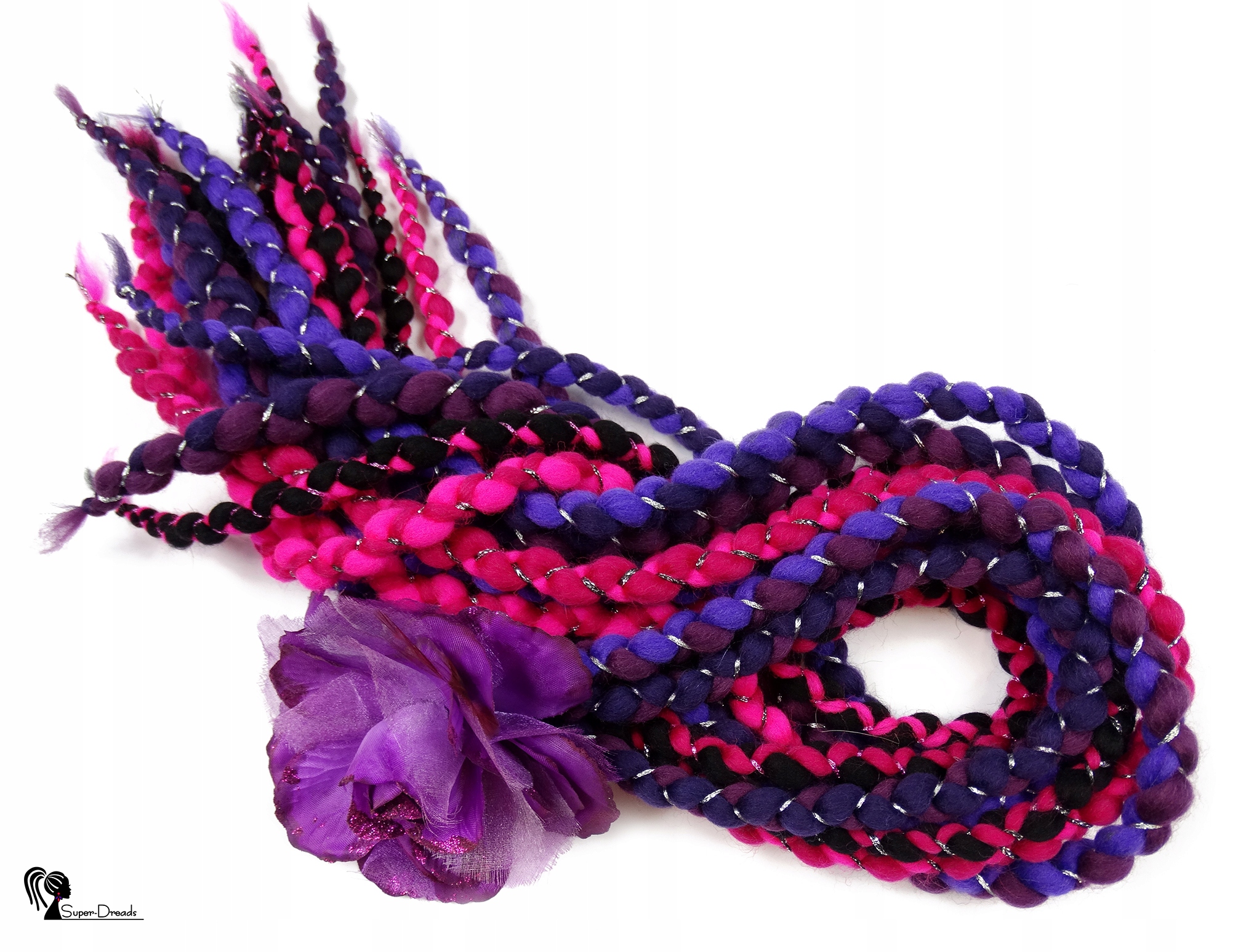 Vlněné copánky, fialová růžová, Purpurová Rock And Roll, 10 kusů