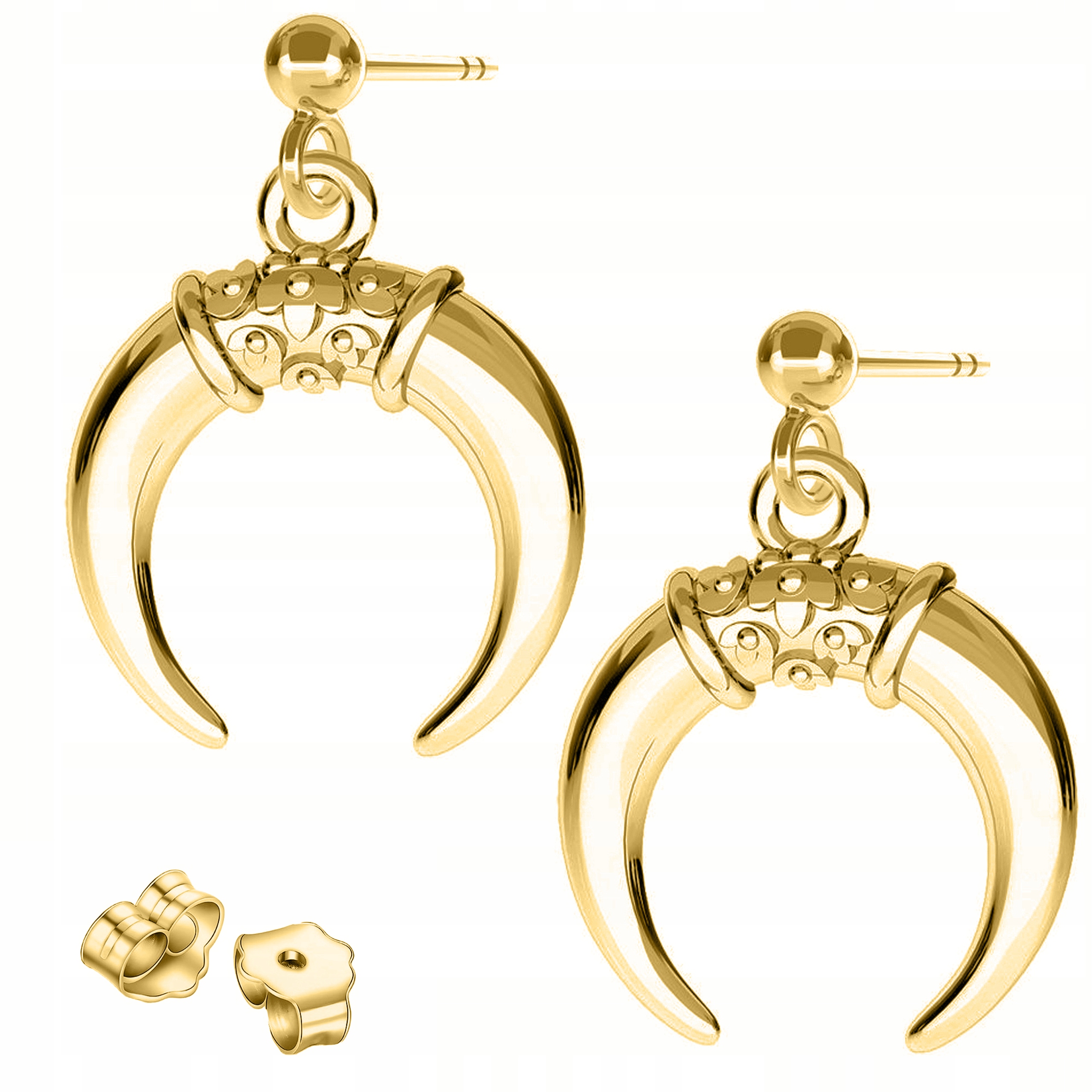 Zlaté Náušnice Měsíční rohy Půlměsíce Měsíc Stříbro 925