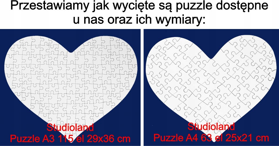 FOTO puzzle SERCE ze zdjęciem + TEKST 63 el A4 Kolekcja upominek-prezent