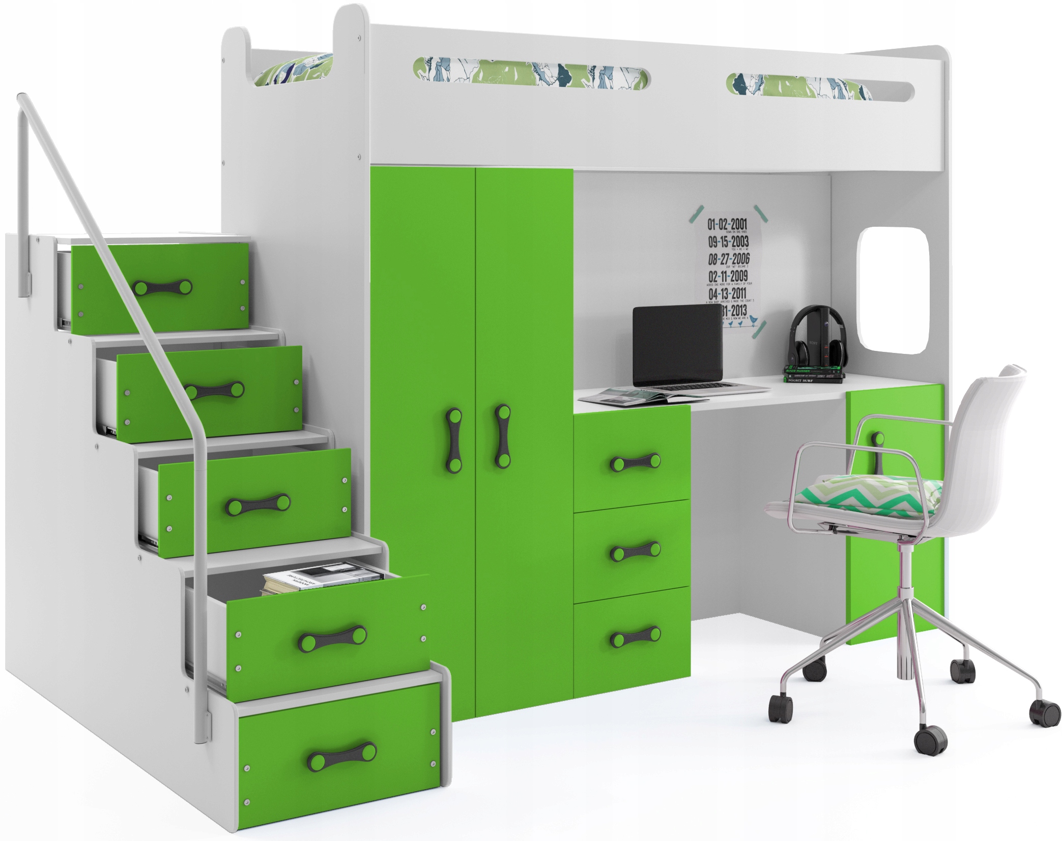 Patrová postel s psacím stolem pro děti Max 4 Matrace