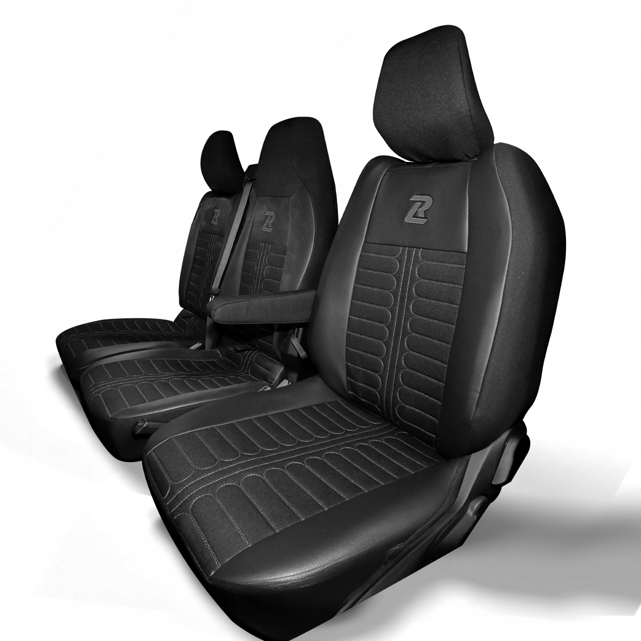 Pokrowce na fotele do Renault Master 4 od 2024 materiałowe skórzane szare