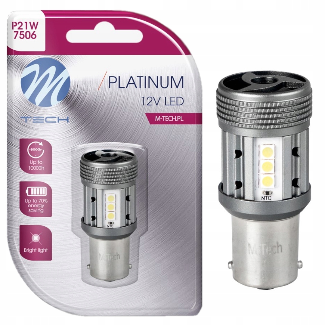 Żarówka P21W Led Biała Canbus 12/24V Retrofit BA15s Chłodzenie Aktywne