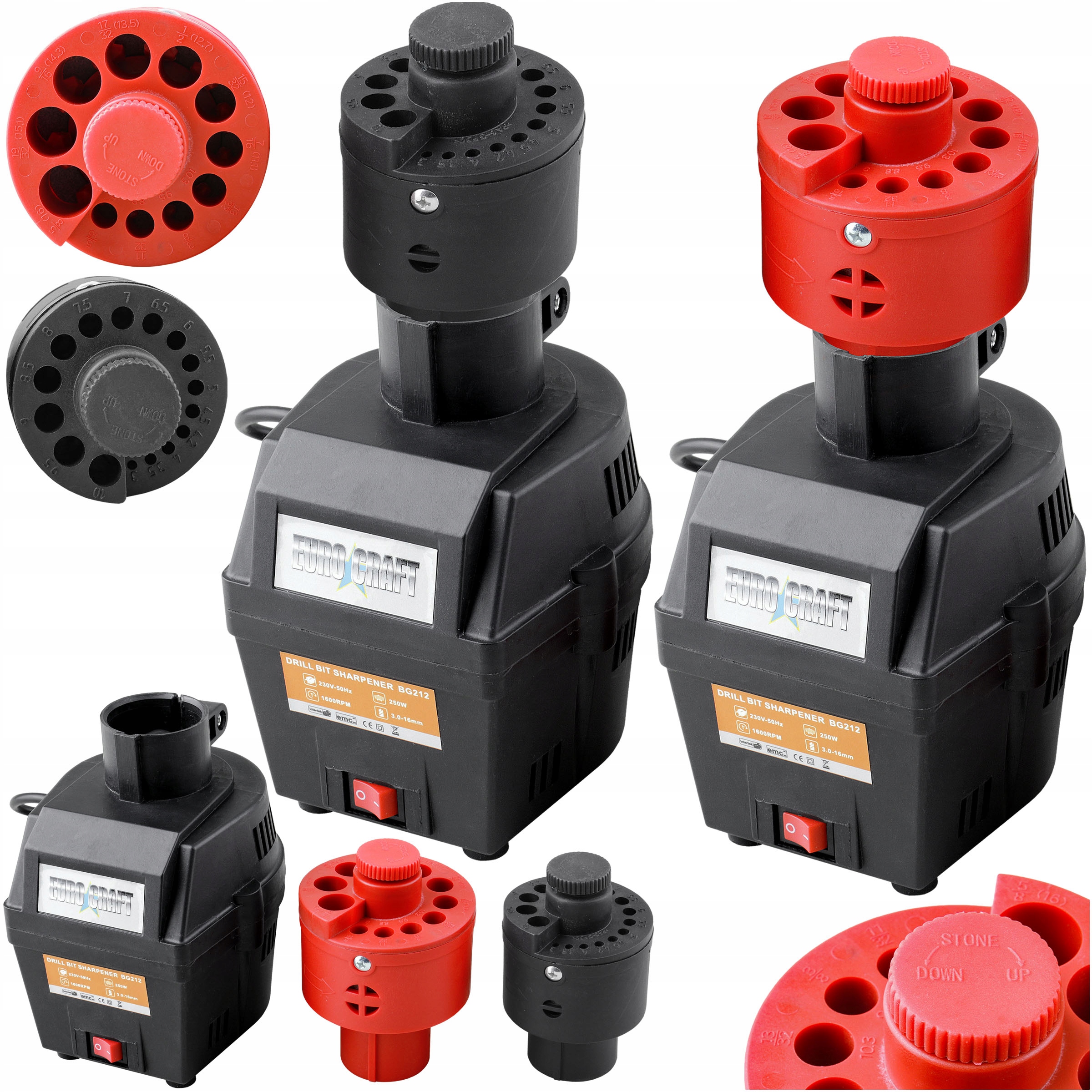 Ostrzałka Do Wierteł 2x Glowica 3-16 MM Adapter 2X Kamień Elektryczna