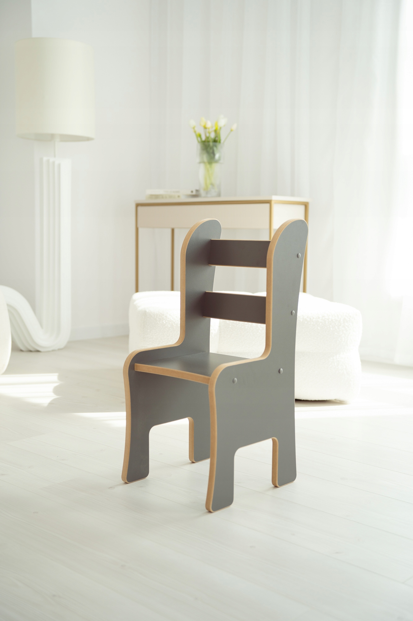 KRZESEŁKO MONTESSORI KRZESŁO DO STOLICZKA BUJAKA SZARE TUPTI.WOOD Marka Pozostałe