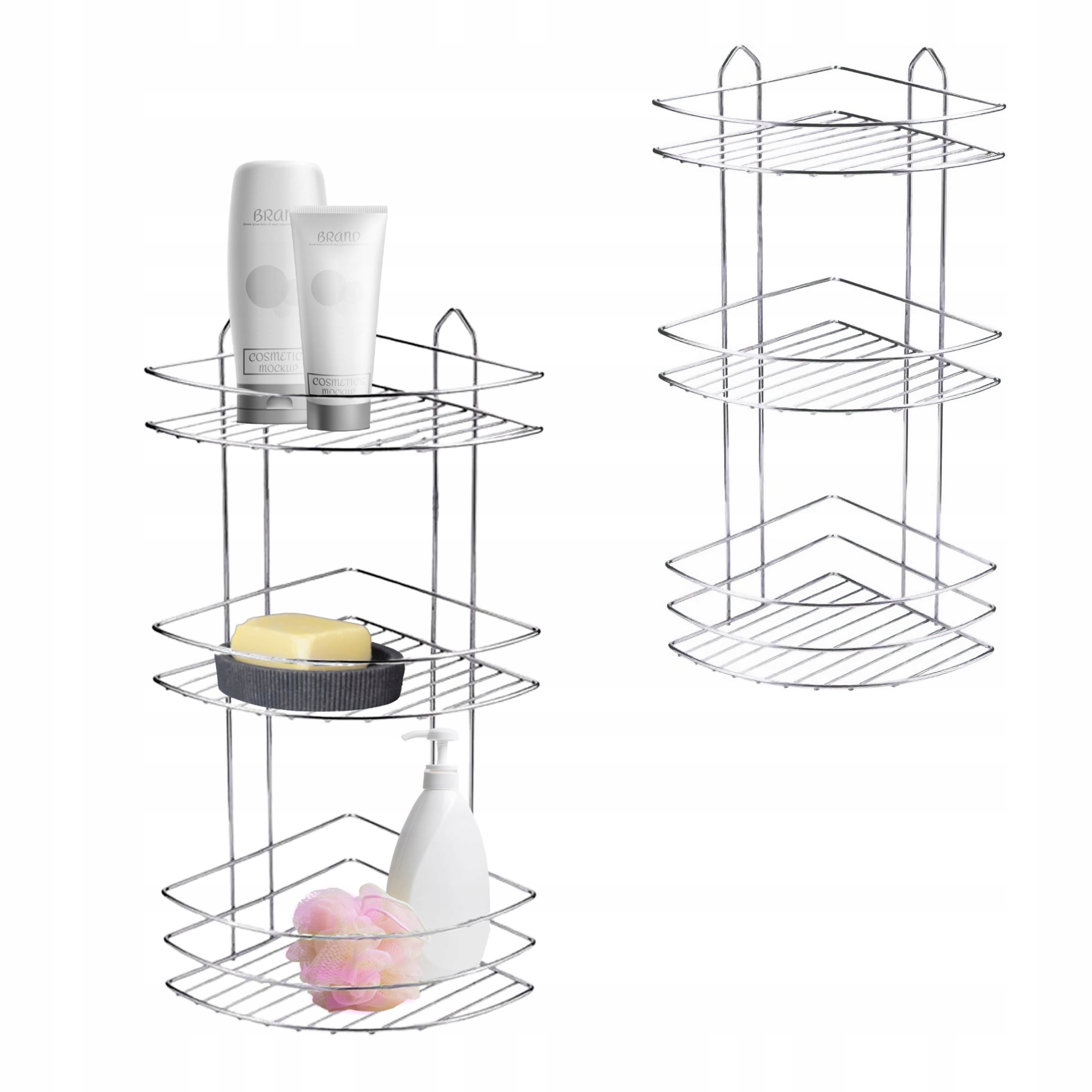 Rohová Koupelnová Polička Stříbrná Odolná Kovová Kuchyňská Drátěná