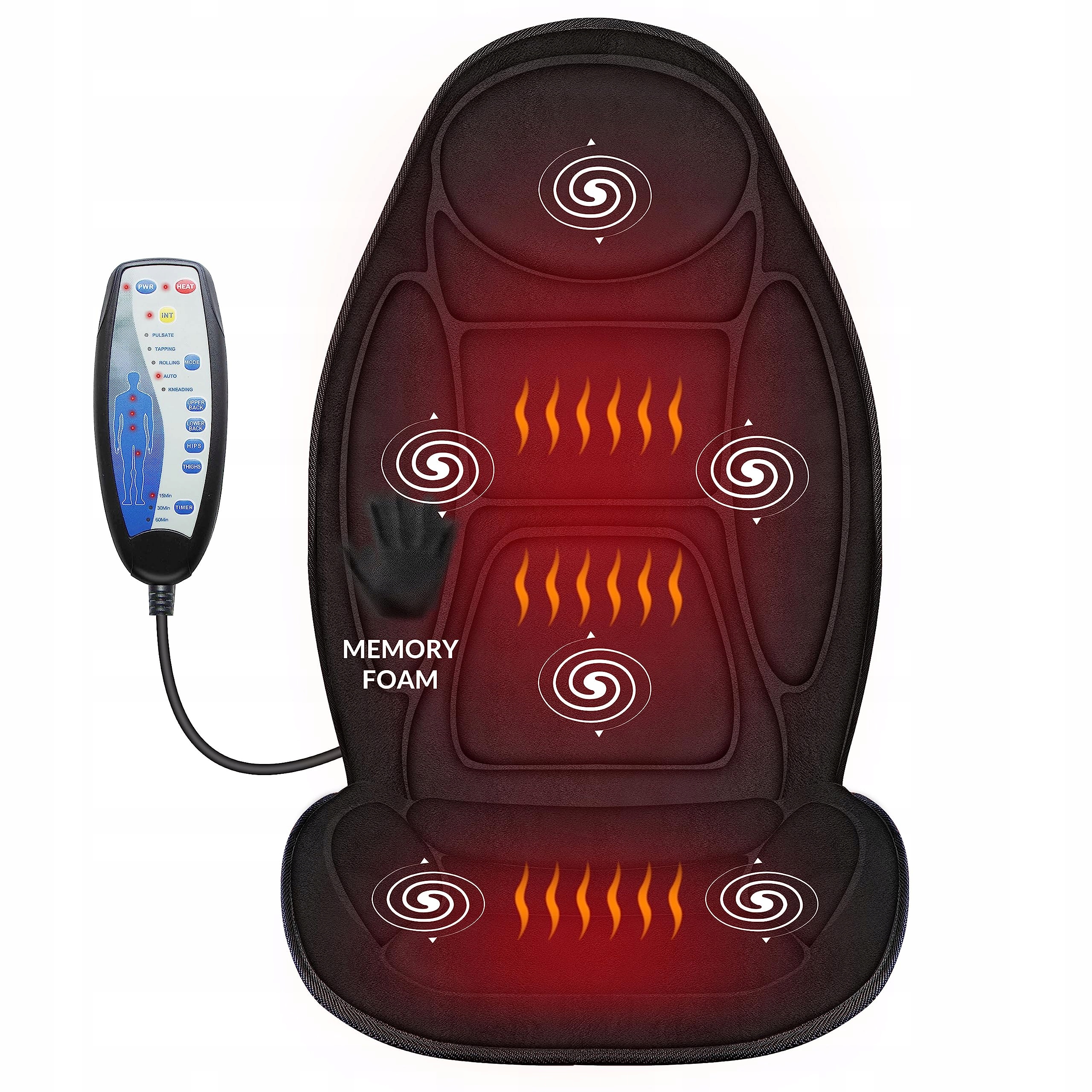 Masażer pleców pokrowiec na siedzenie masujące z grzaniem 10 trybów Snailax