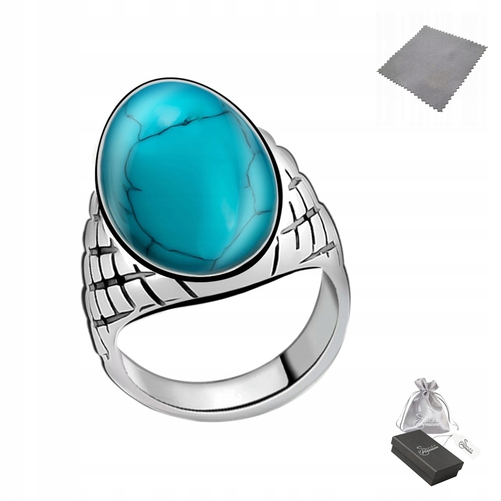 Prstýnek ryzost 925 Elegantní dámský tyrkysový oválný signet vel.