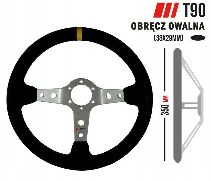 Kierownica Sportowa RRS 3R 350mm od 90mm Srebrna Manufacturer RRS