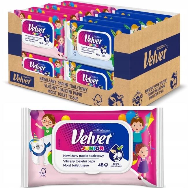

Velvet Nawilżany papier toaletowy Junior 16 paczek