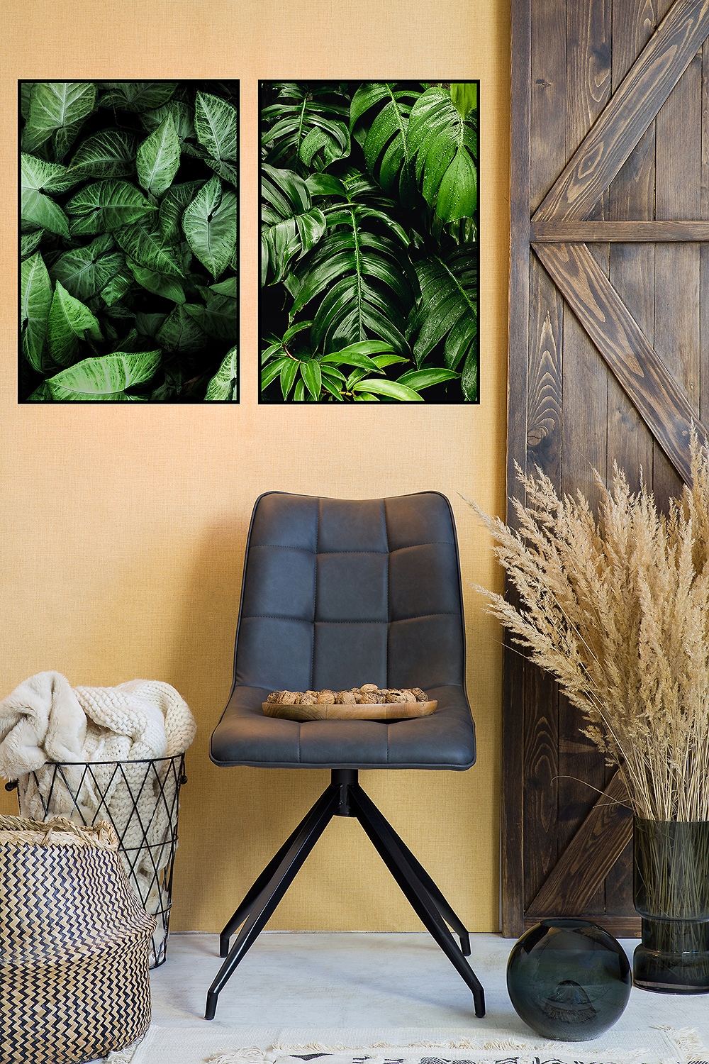 2 Plakaty botaniczne dyptyk zielone liście 21x30 Marka inna