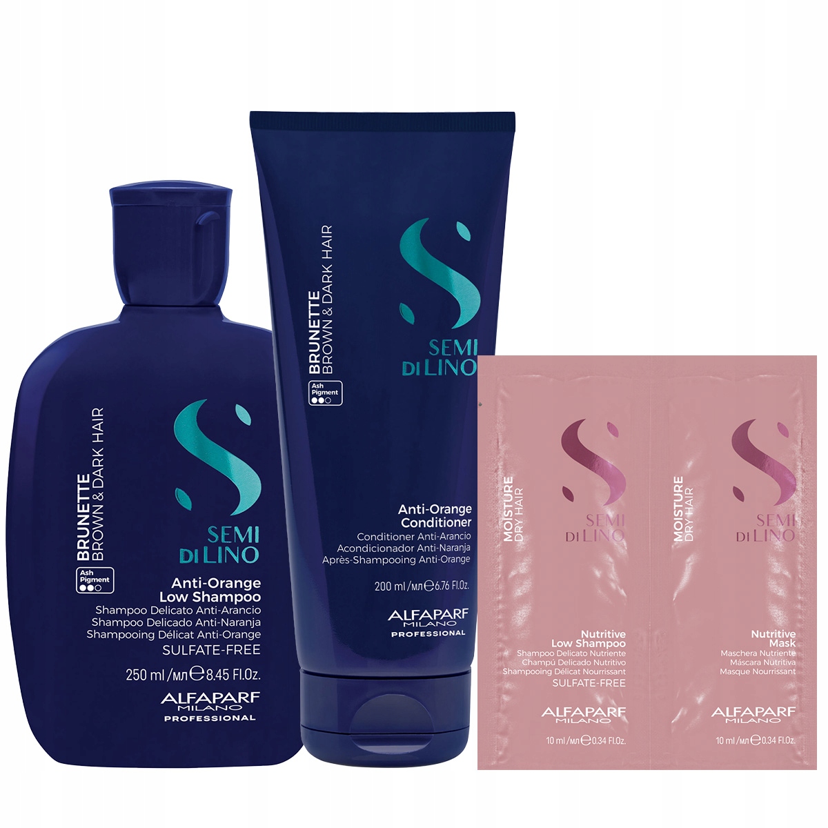 Zestaw neutralizujący do włosów Alfaparf Semi di Lino Brunette Anti-Orange